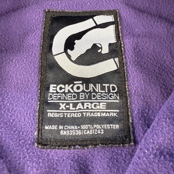 Ecko Unltd Mens XL Purple Track Jacket Athletic Zip Y2K Retro Hip Hop Streetwear - Picture 2 of 13